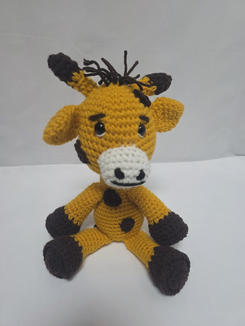 Handmade Crochet Giraffe Plush Yellow Brown 13 Inch Stuffed Animal